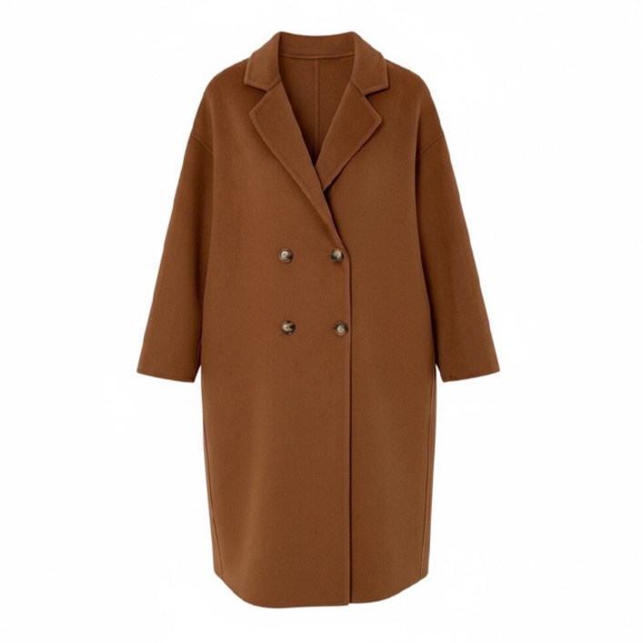 J1505 카그신 빅사이즈 핸드메이드 울혼방 오버핏 더블  롱코트