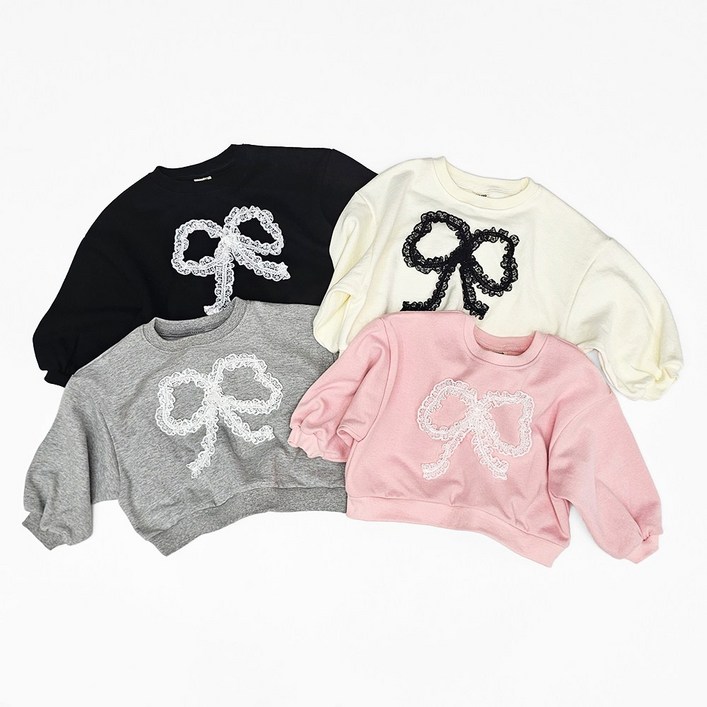 유니키즈 레이스리본맨투맨 유아동 키즈 여아 긴팔 티셔츠 봄 가을 면티 국산아동복 하나비