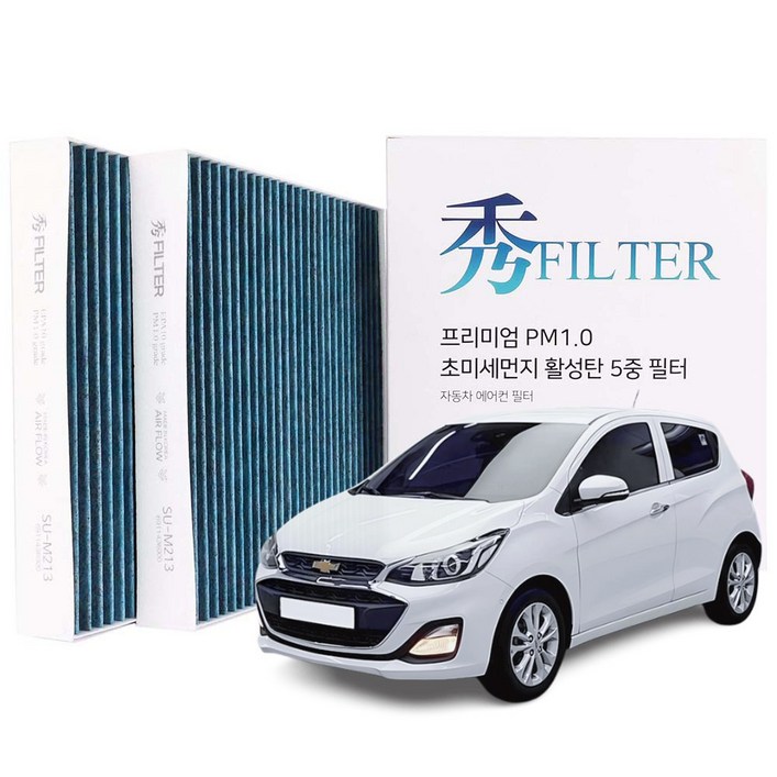 수필터 PM1.0 활성탄 자동차 에어컨필터, 2개, 더 뉴 스파크 4세대M400 SUH208