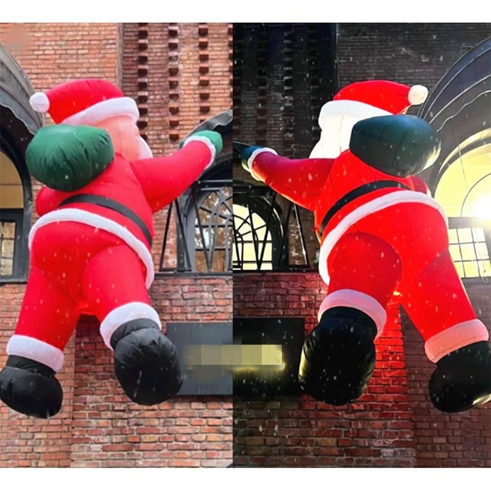 대형 벽타는산타 조형물 줄타는산타 풍선 벌룬 사다리 매달린 장식 건물 2m