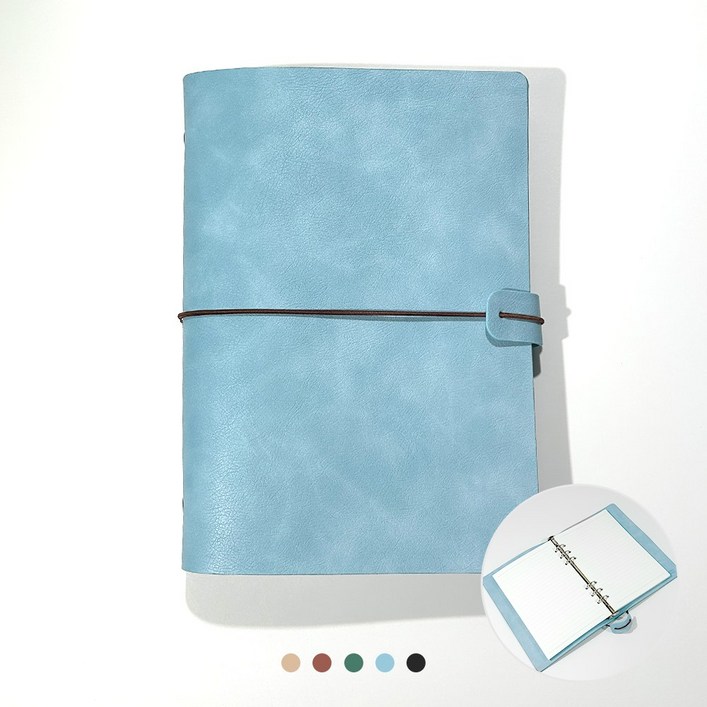 푸꾸푸꾸 빈티지 가죽 다이어리 업무 만년 바인더, 스카이