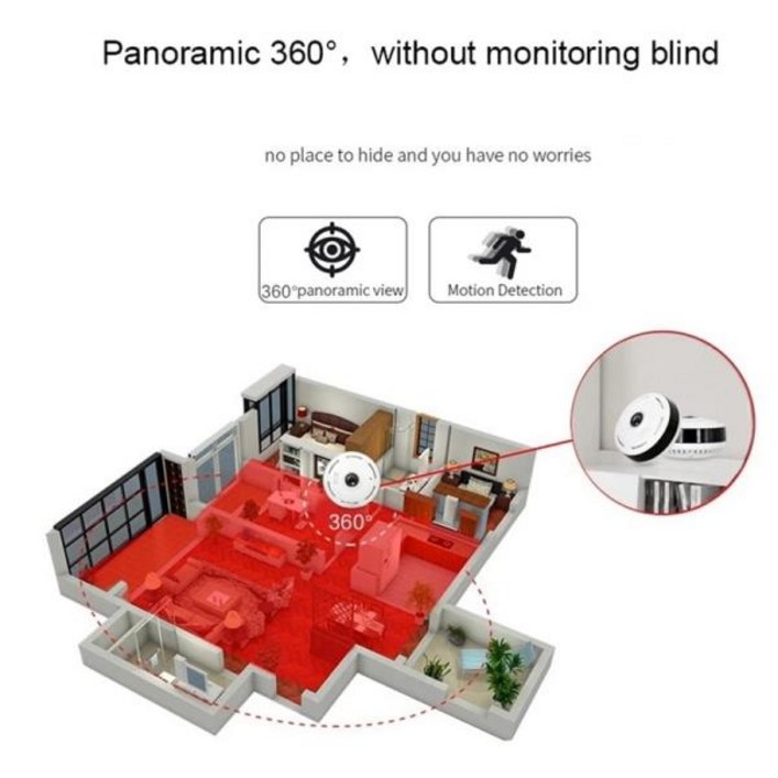 360 도 파노라마 CCTV 카메라  와이파이 1080P HD 무선 VR 리모컨 감시 P2P 미국 플러그  1 개