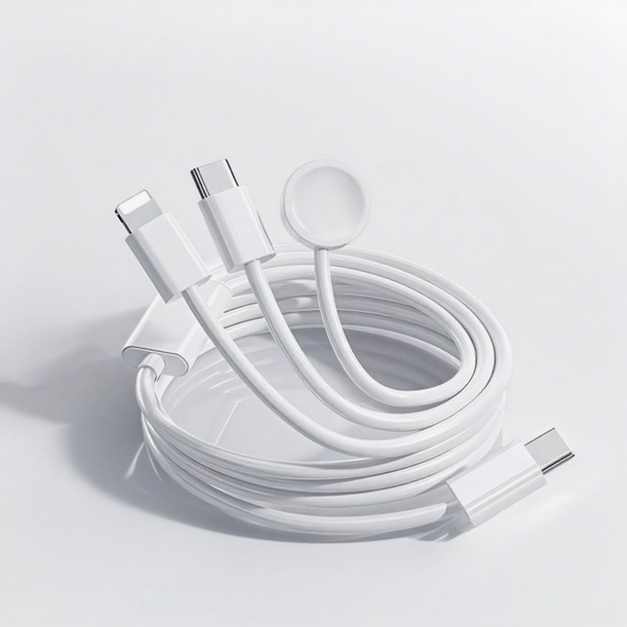 아이폰/애플워치 3in1 멀티 충전 케이블, 1개, 화이트, 1m