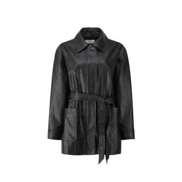 고급스러운 CC콜렉트 가디건 C-Exclusive 페이크 레더 벨티드 자켓_C251PSF151