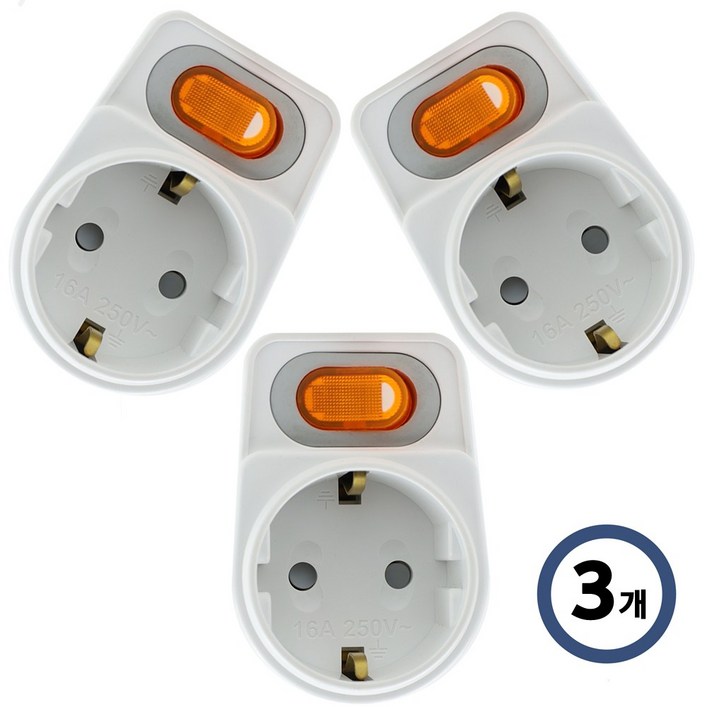 IT 다조아 1구 탭 절전형 멀티 스위치 (3개), 3개, 흰색, 7cm