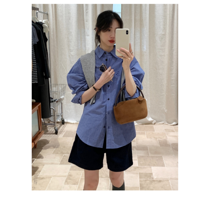 엘 체크셔츠 여성셔츠
