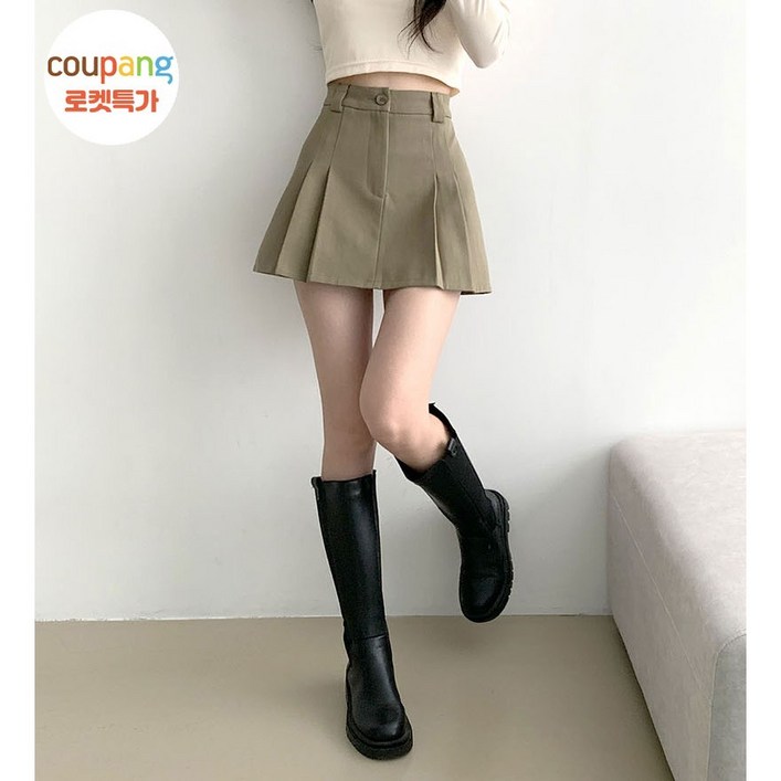 부기샵 2단기장 미니 스커트 숏롱  헤이즐 더블 플리츠 미니 스커트