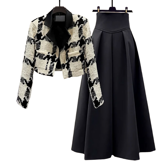 셀럽당 가을 세트 여 체크 정장 슬림핏 스커트 투피스Q05597