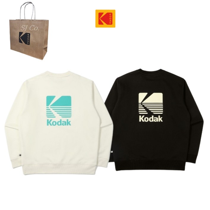 백화점판 코닥 맨투맨 긴팔 티셔츠 모노크롬 에버라이트  쇼핑백