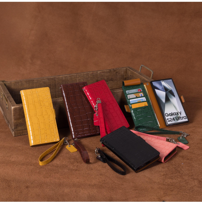 진렌체 벨로스 크로커다일 천연소가죽 갤럭시 지갑 케이스손목스트랩