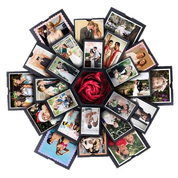 포페 포토박스 DIY 셀프 사진 수제 포토북 커플 남자친구 여자친구 1주년 기념일 선물, 블랙