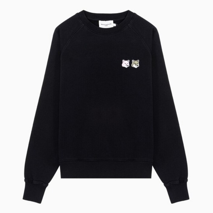명품명품 22FW 메종키츠네 모노크롬 더블 폭스 헤드 패치 블랙 여성 맨투맨