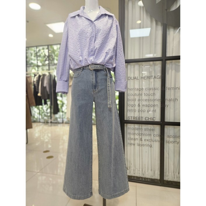 듀엘 DEWE 벨티드 와이드 데님 팬츠 L261PS405  NC일산