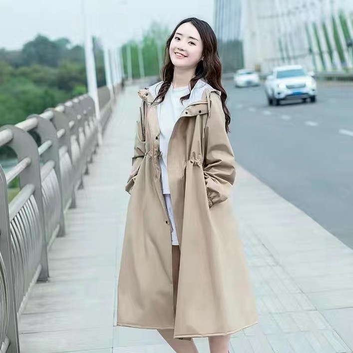 골프 우비 비옷 트렌치 코트 여성 남성 자외선 차단 ,남녀 공용, 카키, 1개