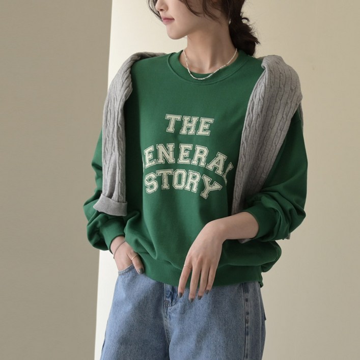 데일리앤 제스트 여성 루즈핏 레터링 맨투맨 쭈리 면 티셔츠 긴팔 롱 슬리브 캐주얼 스웻셔츠 봄 가을 간절기