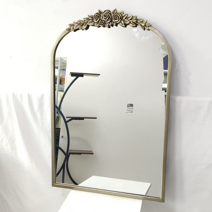 ARTLOGE 아치형 벽거울 엔틱 로즈 유리 거울 인테리어 거울 화장대 거울, S사이즈 750x500mm