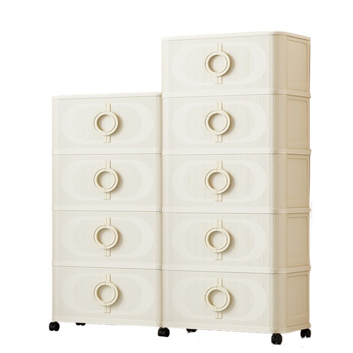 넥스오라 미닫이형 수납장 접이식 이동식 대용량 리빙박스, 아이보리