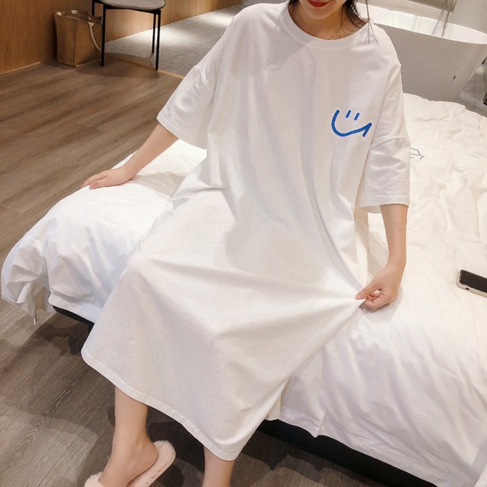 빅사이즈 스마일 롱 원피스 박시 티셔츠