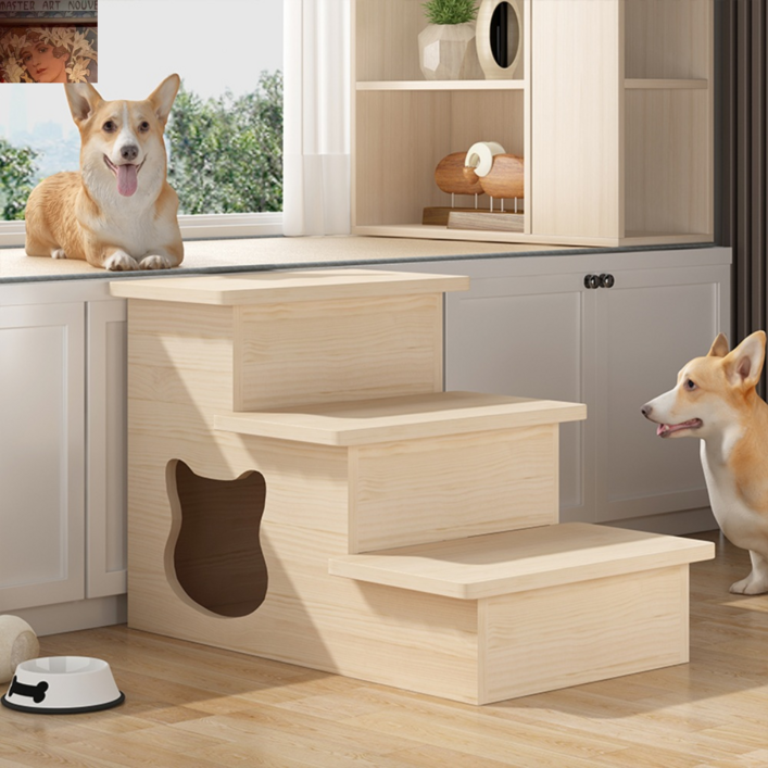 원목 강아지 계단 반려견 애완견 펫스텝 높은 침대 발판 디딤대 사다리 3단