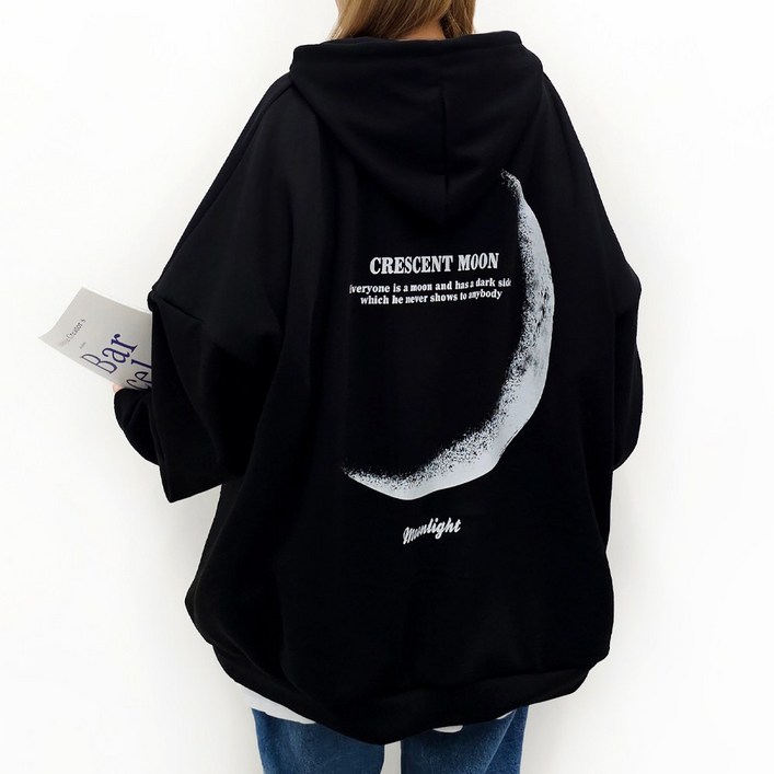 [6XL, 2COLOR] 크레센트 빅사이즈 후드티 (기모ver.) 55~99까지 오버사이즈 남여공용 홈웨어 겨울 박스 후드