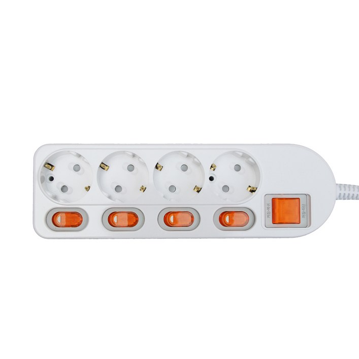 금호전기 번개표 개별스위치 멀티탭 4구, 5m, 흰색, 10개