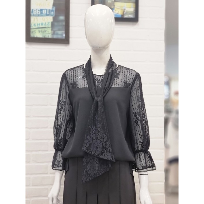 블루페페 불망 셔링소매 스카프 블라우스 P222MSC742