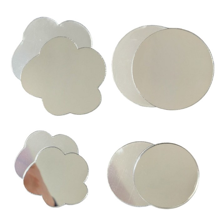 LORIA 나만의 미니 손거울 다용도 미니 스티커 거울 세트, 8개, 구름4원형4