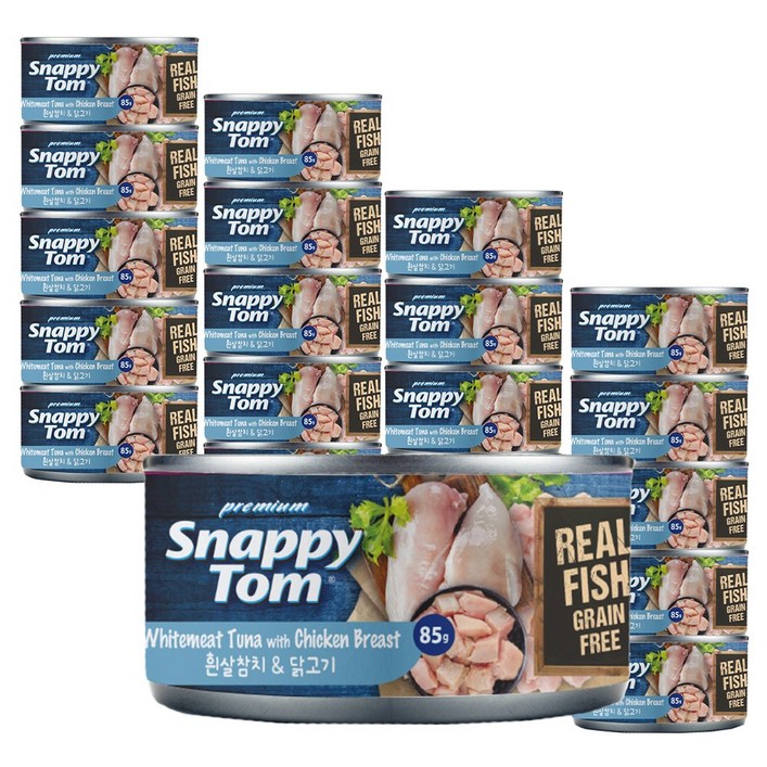 스내피톰 프리미엄 고양이 습식 주식캔 5종 85g24개 기호성 좋은 고양이 주식캔, 24개, 85g, 흰살참치닭고기