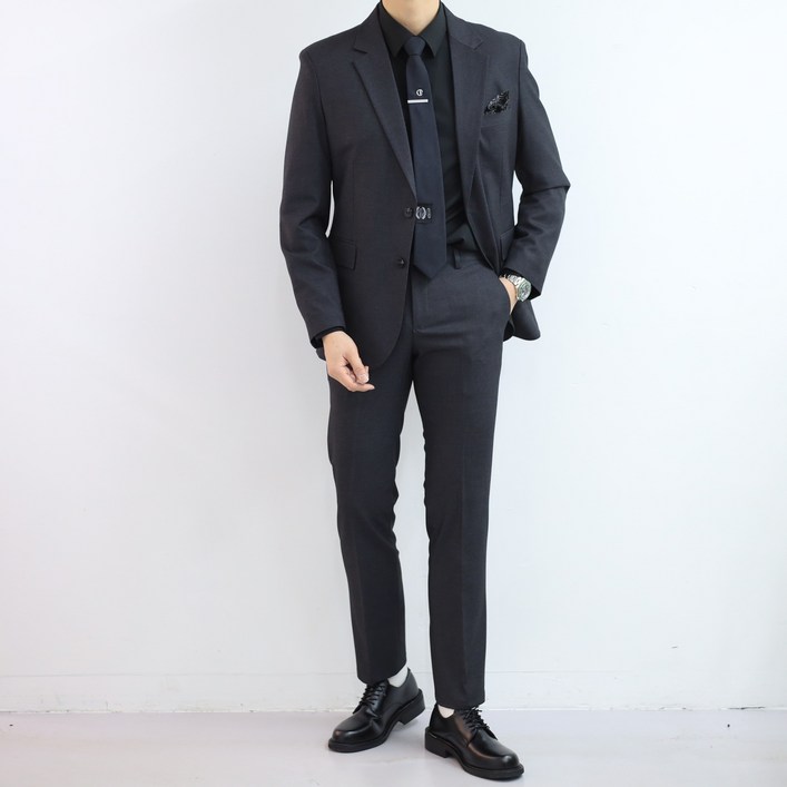 빅사이즈 남성 3피스 정장 세트 110~130 슬림핏 베스트 포함 결혼식 면접 수트