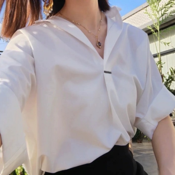 여성 여자 루즈핏 블라우스 셔츠 미시룩 중년 블라우스 빅사이즈 여성의류 오피스룩 정장 상의
