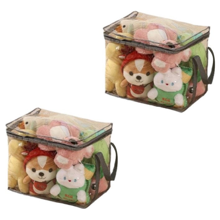 프라리 인형 정리 장난감 다용도 수납함, 투명, 2개