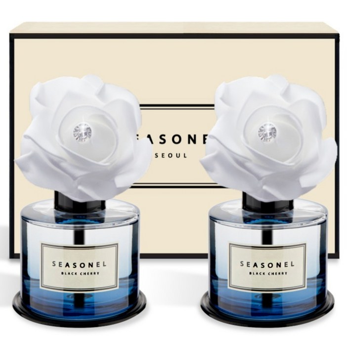 시즈넬 차량용 디퓨저 화이트 로즈 블루 120ml, 2개, 블랙체리