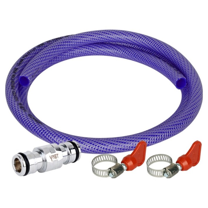 와이넷 연장용 꼬이지 않는 물호스 2m + 스마트 양방향 커플링 + 손잡이 호스밴드 특대 2p 세트