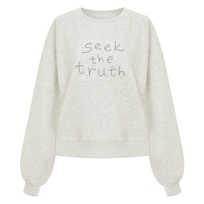 샐리 자수 레터링 라운드 맨투맨 I6ACTS015