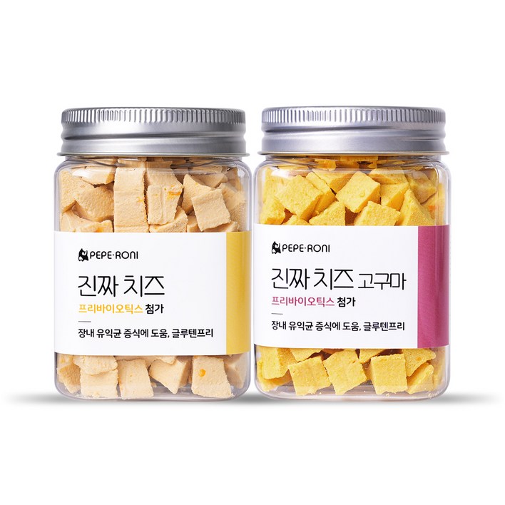 페페로니 강아지 진짜 치즈 간식 2종 세트, 치즈  혼합맛치즈고구마, 180g, 1세트