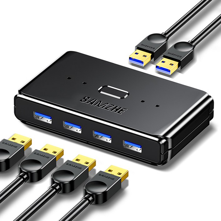 삼지 4포트 USB3.0 멀티허브 스위치 선택기 GX400, 블랙, 1개