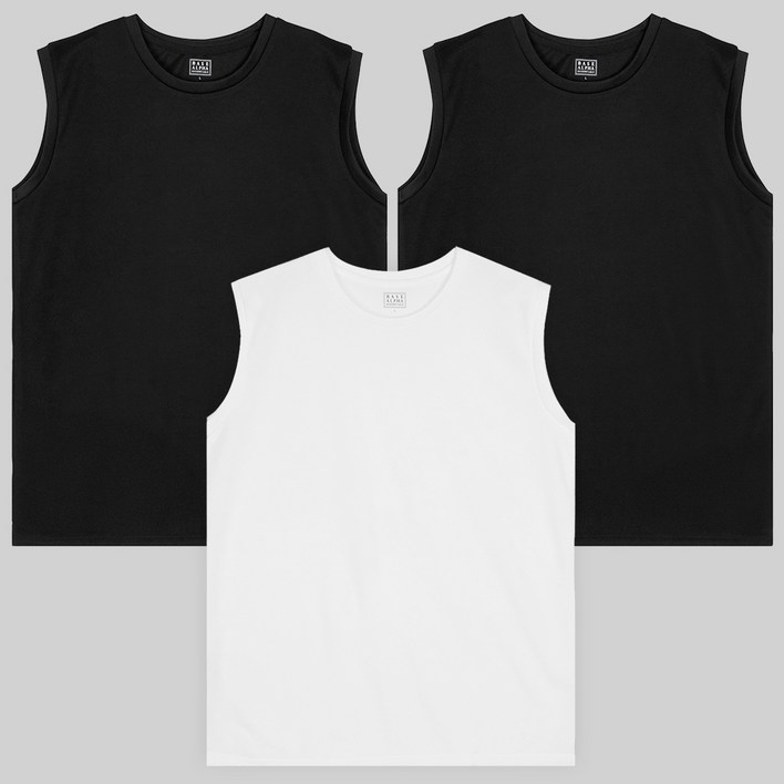 베이스알파에센셜 기능성 퀵드라이 쿨링 민소매 티셔츠 3p