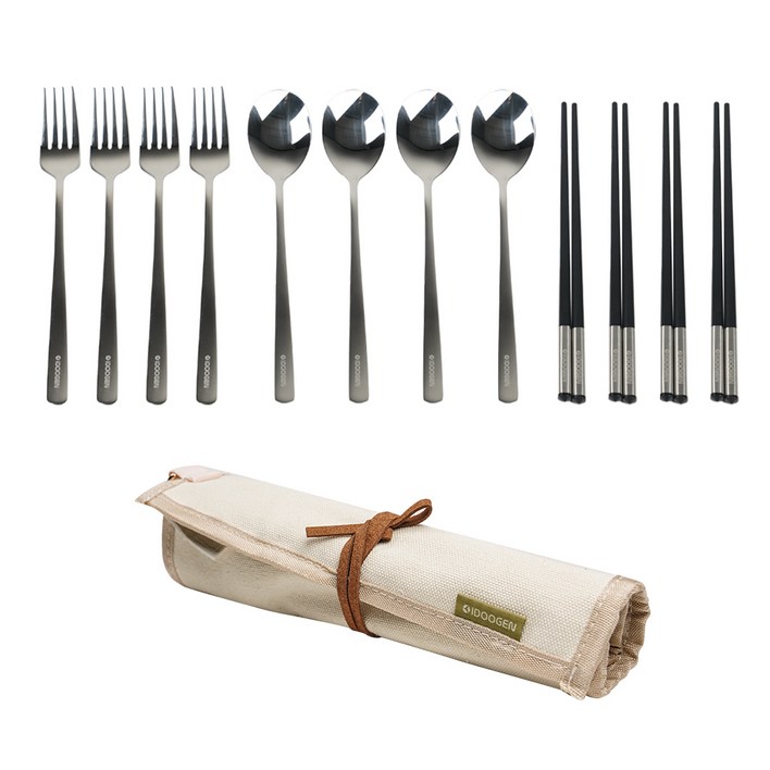 아이두젠 캠핑 커틀러리 4인 식기 세트, 아이보리, 1세트