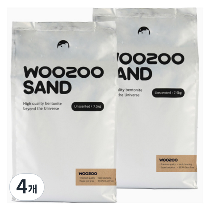 우주모래 응고형 벤토나이트, 7.5kg, 4개, 무향
