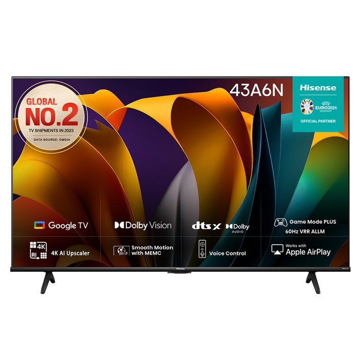 HISENSE 4K UHD LED 스마트TV 43A6N, 108cm43인치, 43A6N, 스탠드형, 고객직접설치