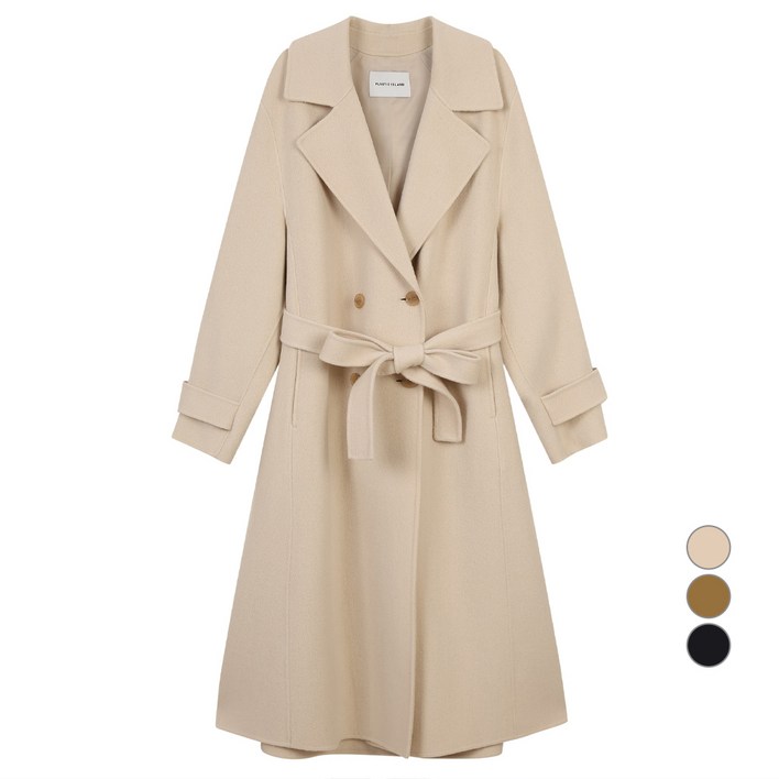 플라스틱아일랜드 여성용 울100 더블 버튼 핸드메이드 코트 PR4TC582