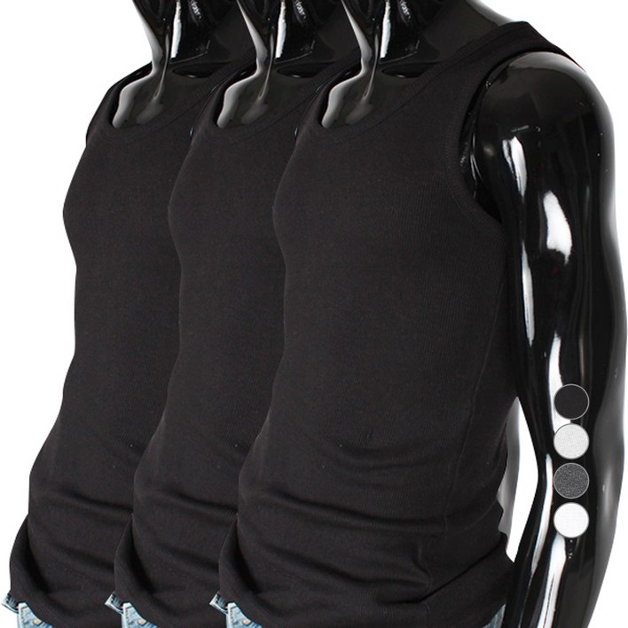 유투 남성용 통기성 골지 나시 3p