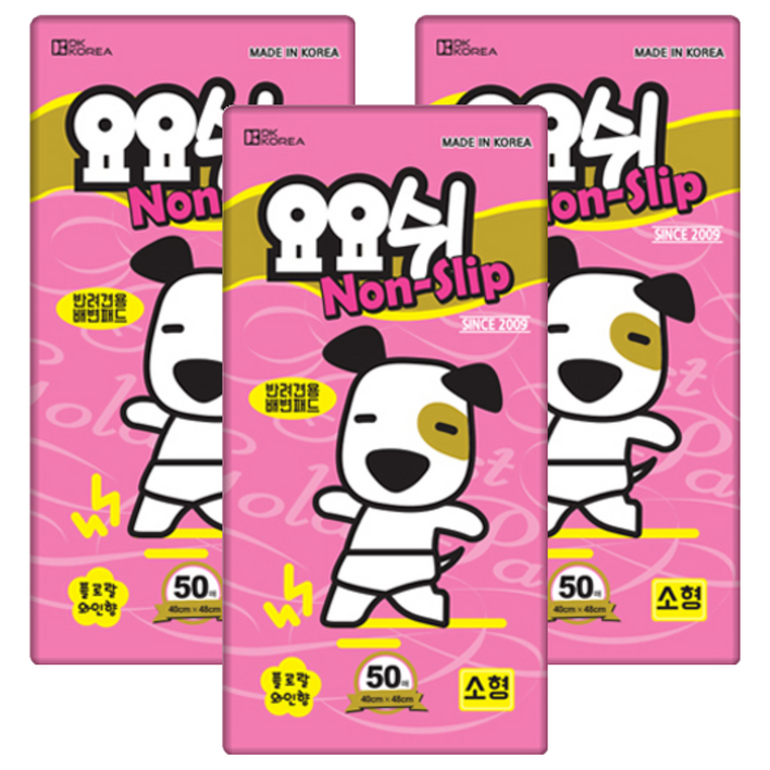 요요쉬 강아지 배변패드 논슬립 플로랄와인향, 50개입, 3개