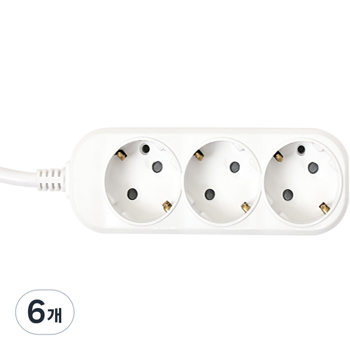 이어지다 접지 멀티탭 3구 OS03S, 2m, 단일색상, 6개