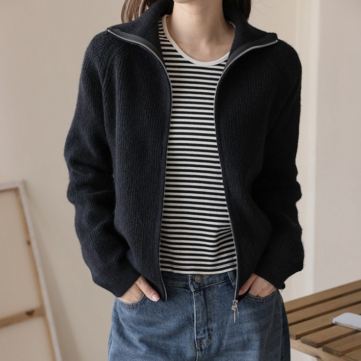 빼빼 여성용 투웨이 무드 집업 니트 가디건