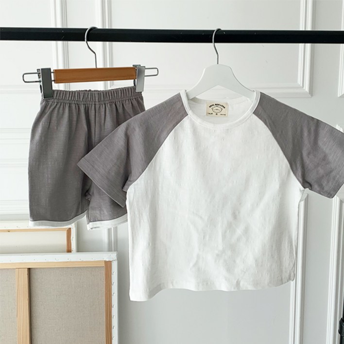 똘무룩 아동용 나그랑 슬라브 셋업 반팔 반바지 상하 세트