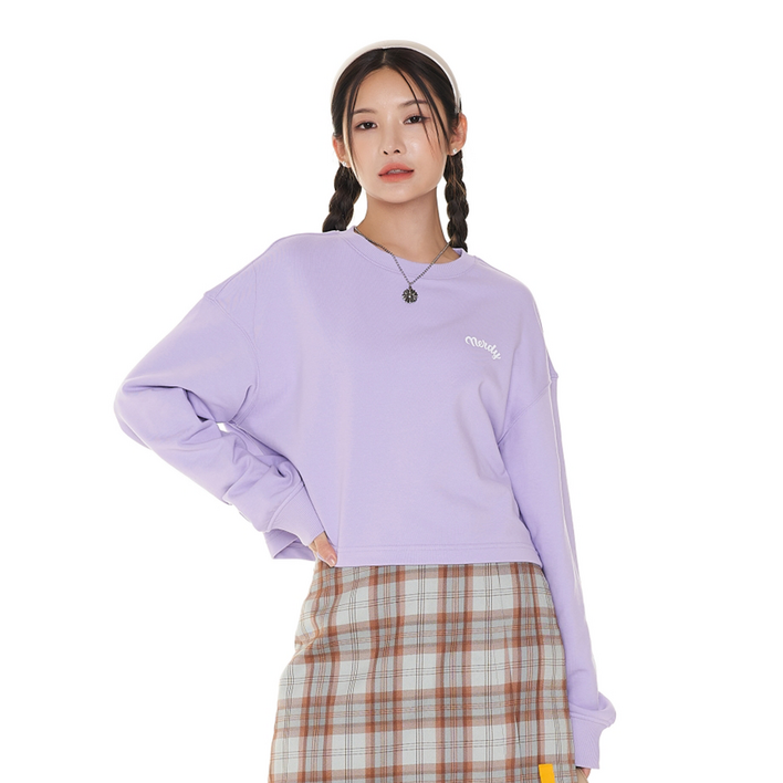 널디 여성용 컬시브 로고 크롭 스웻셔츠