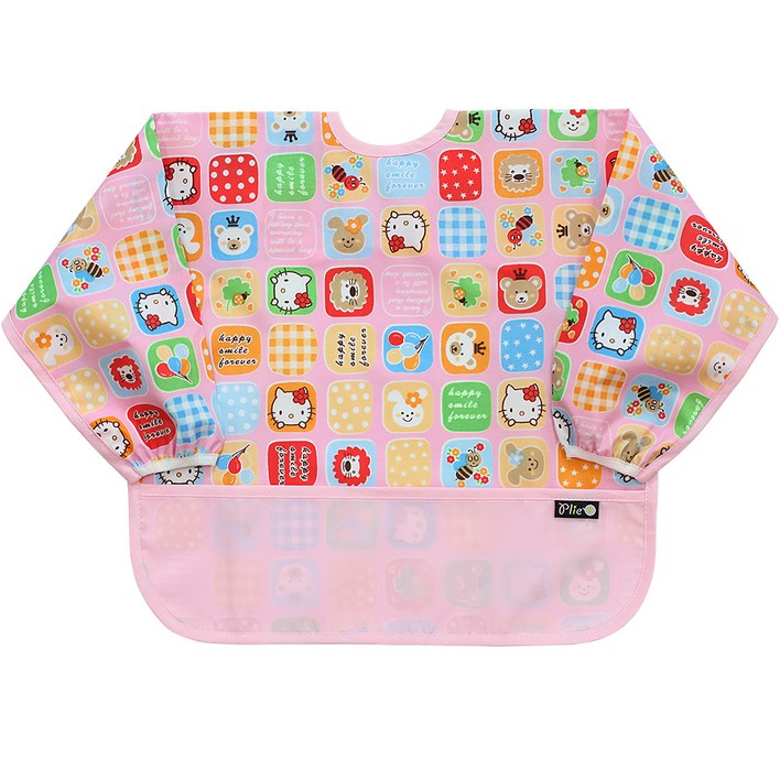 플리에 배색 방수 긴팔턱받이