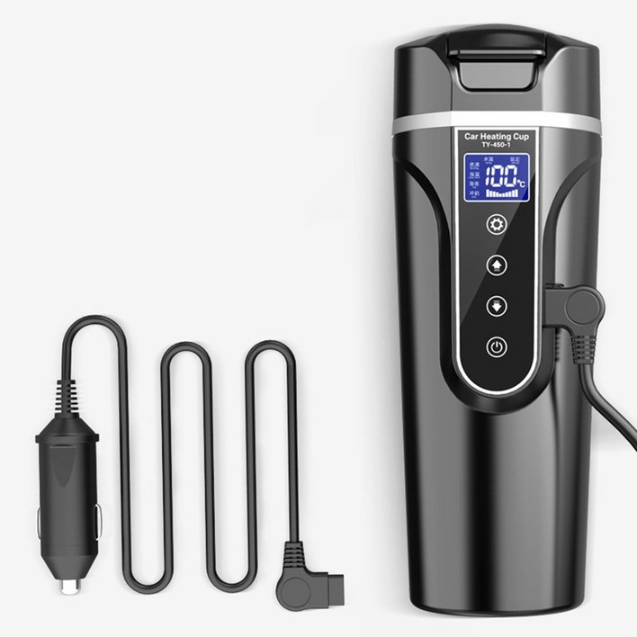 GH03 차량용 스마트 텀블러 커피포트 12V24겸용 450ml 터치패널 블랙 전기포트 차량용포트 카포트