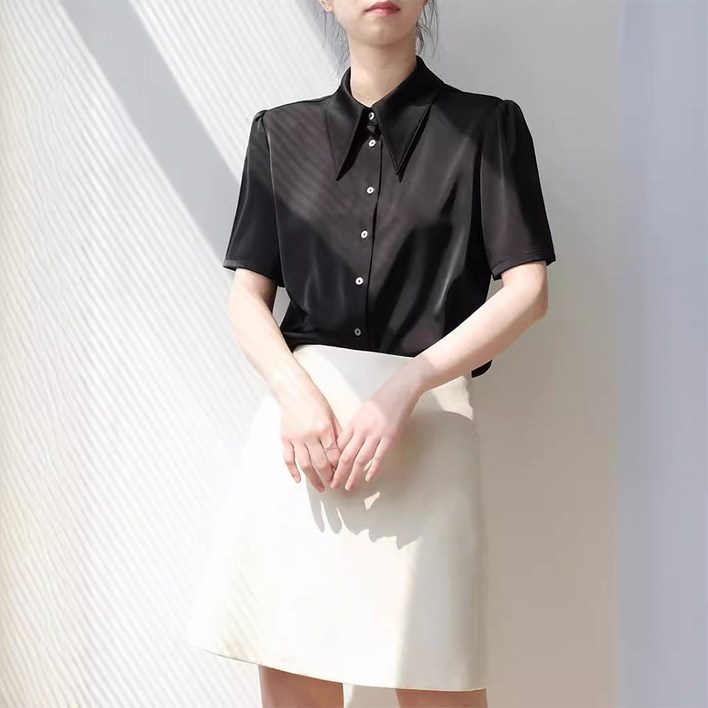 Bornoon 구김적은 여성 오피스룩 반팔 셔츠